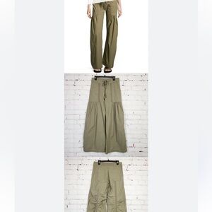 XCVI Terraced Wearables Rouched Wide Leg Drawstring Pant, olive Green Medium